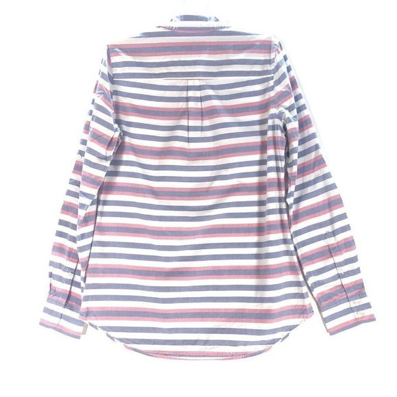 Vineyard Vines Button Up Popover Ladies 6 Blue Red Striped Cotton Long Sleeve - Picture 2 of 10